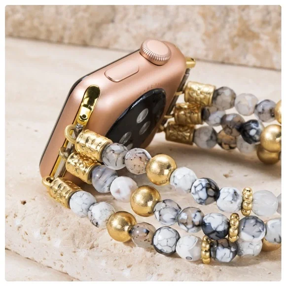Howlite Stone & Beads Apple Watch Band - Picture 1 of 3